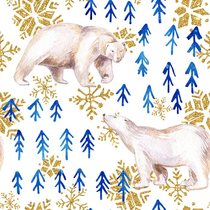 Tapete Aquarell Winter nahtlose Muster mit abstrakten Elementen.