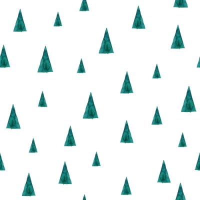 Tapete Aquarellbäume auf weißem Hintergrund