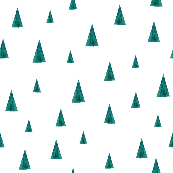 Tapete Aquarellbäume auf weißem Hintergrund