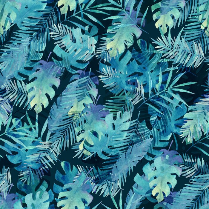 Tapete Aquarellblätter Muster. Sommerdruck Malerei Illustration