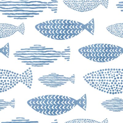 Tapete Aquarellfisch im skandinavischen Stil