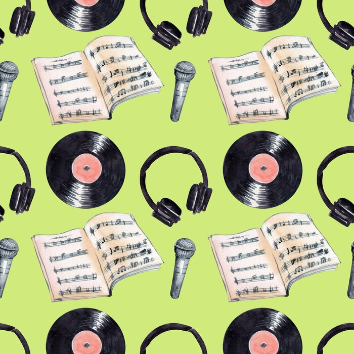 Tapete Aquarellhintergrundbild Retro Musik