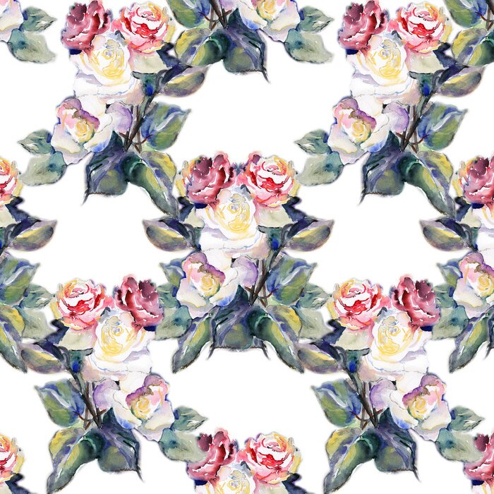 Tapete Aquarellmuster mit Rosen
