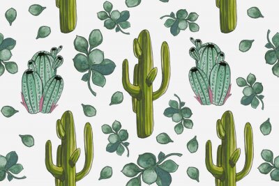 Tapete Aquarellmuster "Wüstenset". Ideales Bild zum Auftragen auf Handyhüllen, Bettwäsche, T-Shirts oder Möbelstoff. Es ist möglich, als Hintergrund für Packpapier zu verwenden.