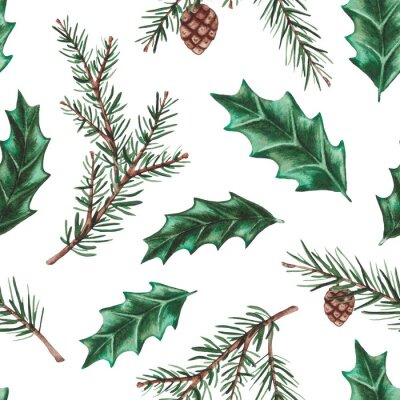 Tapete Aquarellzweige auf weißem Hintergrund