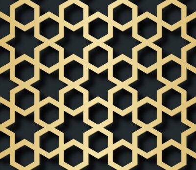 Tapete Arabisches nahtloses Muster mit Effekt 3D für das festliche Design der Broschüre, Website, Druck. Vektor-Illustration