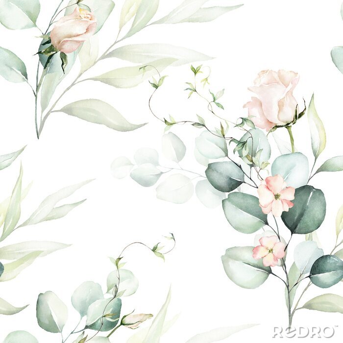 Tapete Arrangement aus Aquarellpflanzen