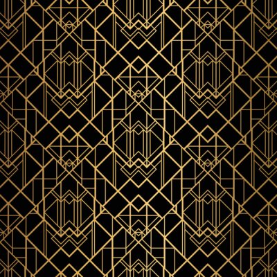Tapete Art Deco Pattern. Seamless black and gold background.