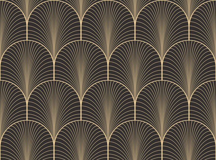 Tapete Art-Deco-Stil mit Bronze und Goldimitat