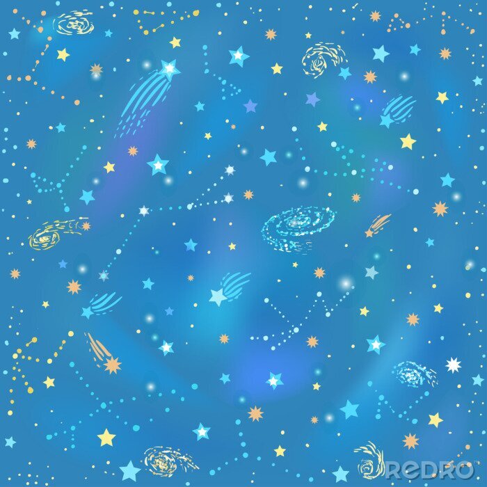 Tapete Astrological pattern, vector seamless background with stars and constellations