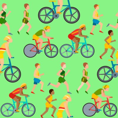 Tapete Athletic Run Mann Menschen Joggen Sommersport genießen Läufer Ausübung ihrer gesunden Lebensweise Vektor-Illustration nahtlose Muster Hintergrund
