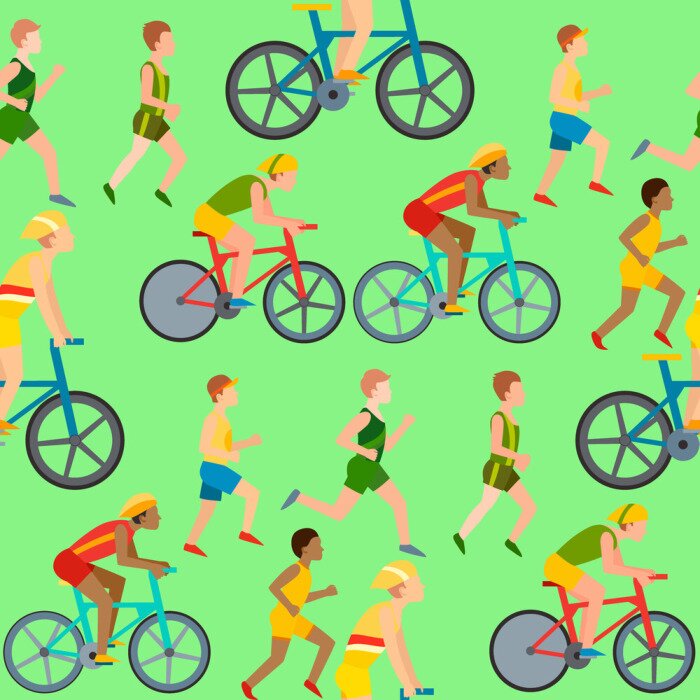 Tapete Athletic Run Mann Menschen Joggen Sommersport genießen Läufer Ausübung ihrer gesunden Lebensweise Vektor-Illustration nahtlose Muster Hintergrund