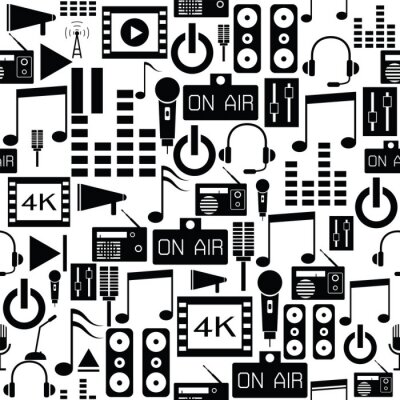 Tapete Audio nahtloses Muster Hintergrundsymbol
