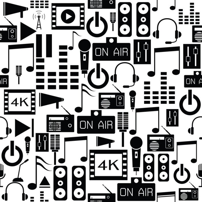 Tapete Audio nahtloses Muster Hintergrundsymbol