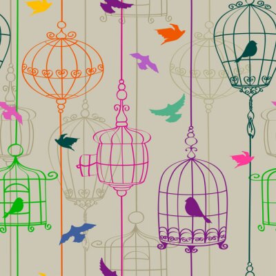 Tapete Aus Käfigen entkommende Vögel