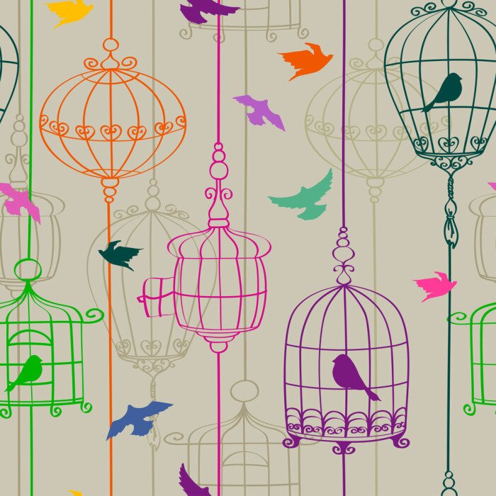 Tapete Aus Käfigen entkommende Vögel