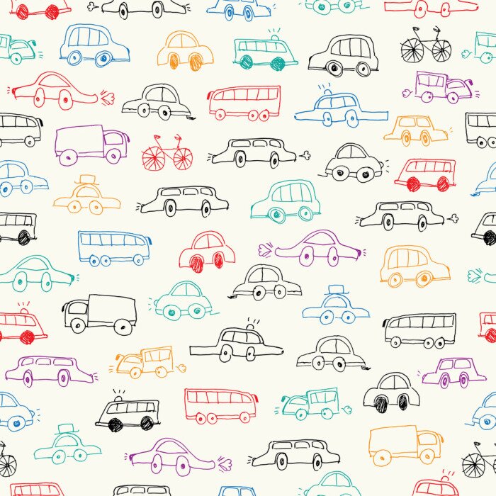 Tapete Autos Doodles nahtlose