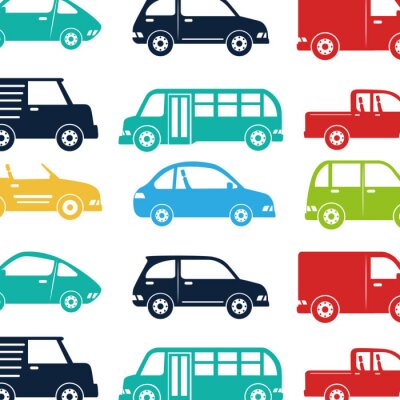 Tapete Autos Fahrzeuge Muster isoliert Symbol Vektor-Illustration Design
