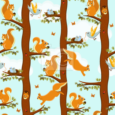 Tapete Baby-Eichhörnchen im Wald