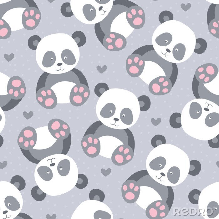Tapete Baby-Pandabären-Muster
