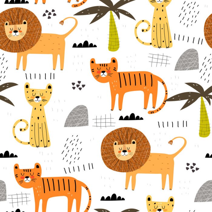 Tapete Baby-Safari-Tiermuster