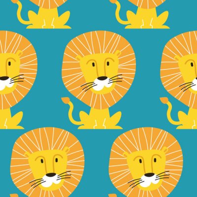 Tapete Babylöwen auf blauem Hintergrund