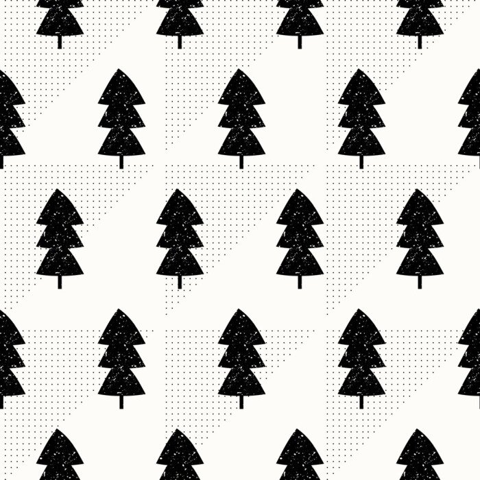 Tapete Bäume auf einem hellen geometrischen Hintergrund