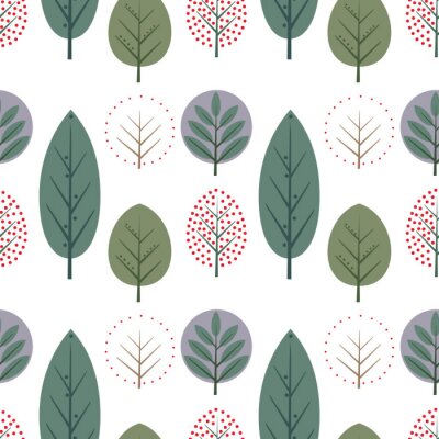 Tapete Bäume auf weißem Hintergrund im skandinavischen Stil