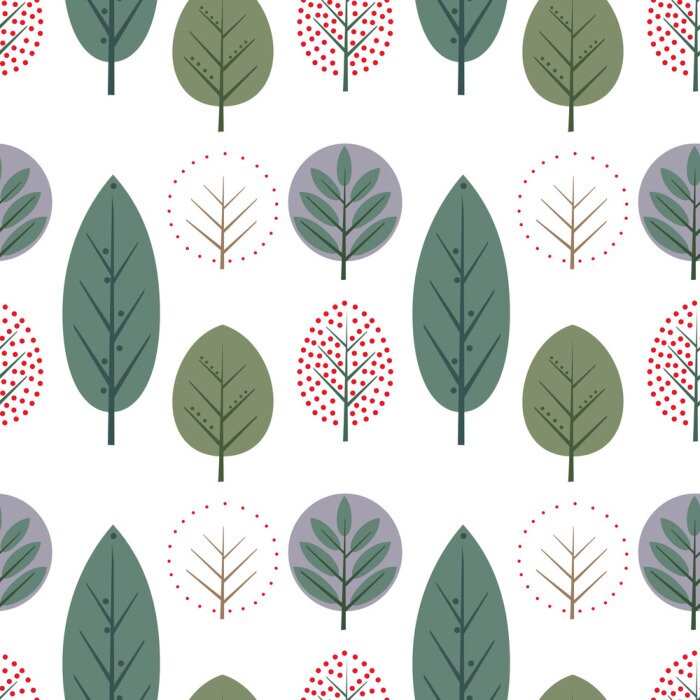 Tapete Bäume auf weißem Hintergrund im skandinavischen Stil