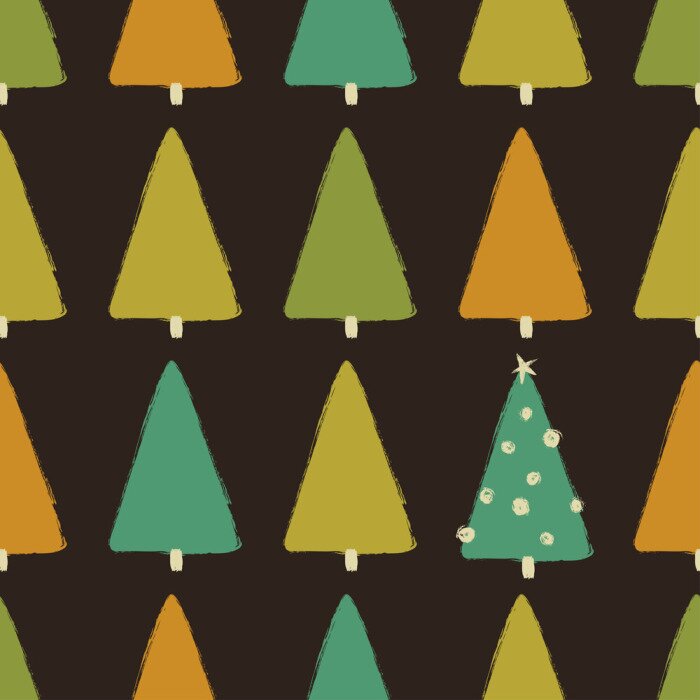 Tapete Bäume in Herbstfarben auf dunklem Hintergrund