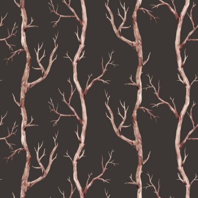 Tapete Bäume ohne Blätter in der Nacht