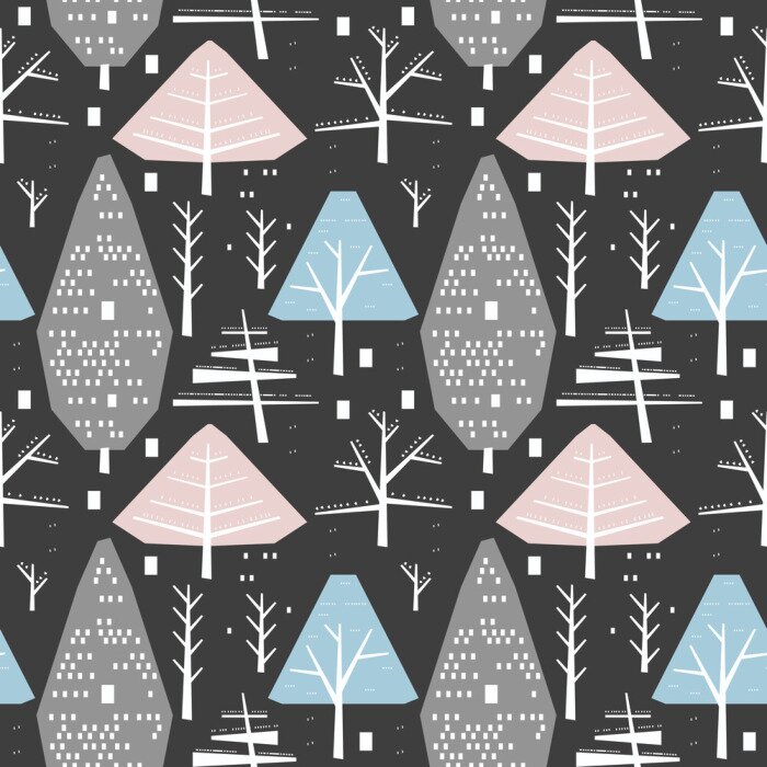 Tapete Bäume und Sträucher im Winterwald