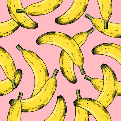 Tapete Bananen auf rosa Hintergrund