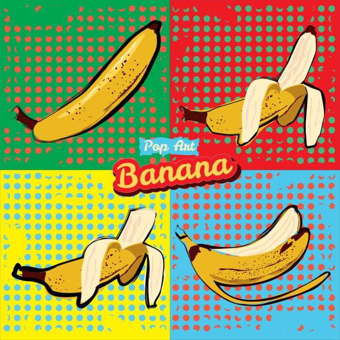 Tapete Bananen mehrfarbige Pop-Art-Grafiken