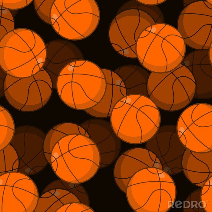 Tapete Basketball 3D nahtlose Muster. Sport Zubehör Schmuck. Baske