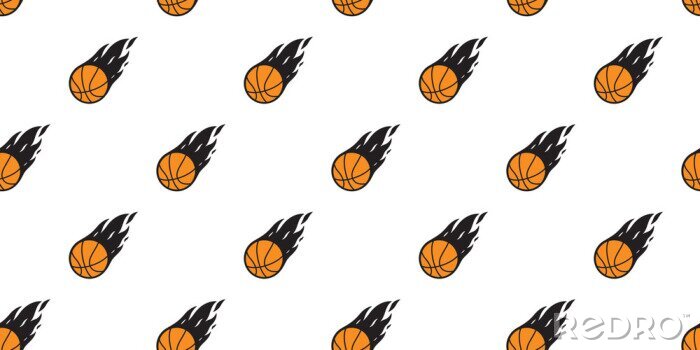 Tapete basketball Seamless pattern vector fire sport tile background scarf isolated repeat wallpaper