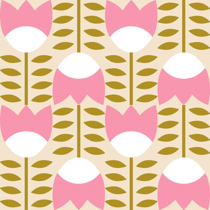 Tapete Bauhaus rosa Tulpen