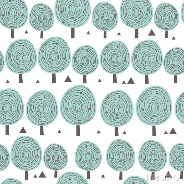 Tapete Baum im skandinavischen Stil auf weißem Hintergrund