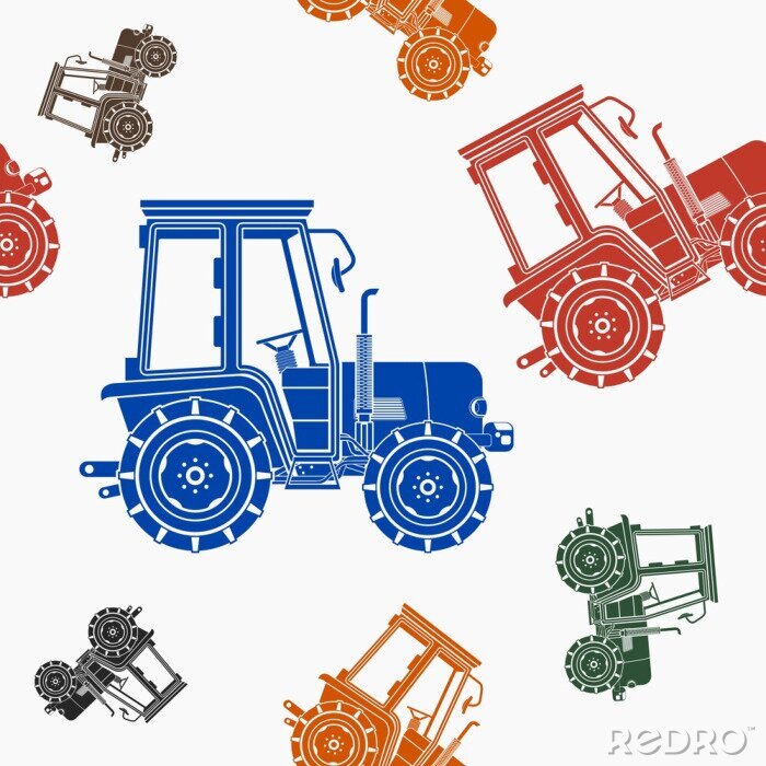 Tapete Bearbeitbare Traktor Vektor-Illustration Nahtlose Muster