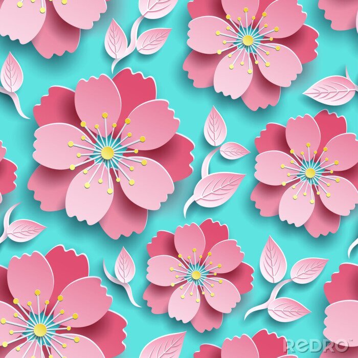 Tapete Beautiful bright seamless pattern with sakura