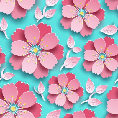 Tapete Beautiful bright seamless pattern with sakura
