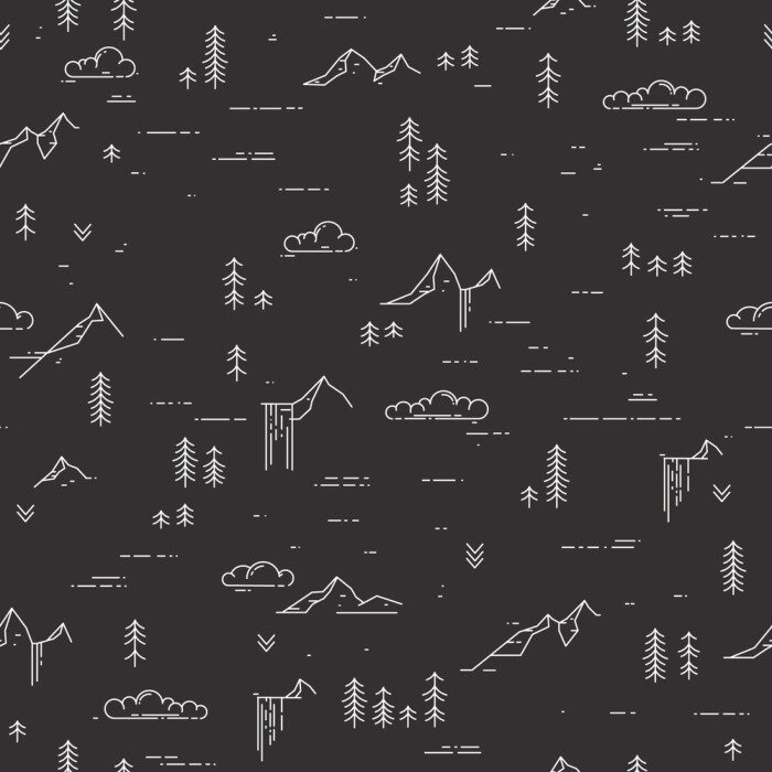 Tapete Berge schwarz und weiß minimal