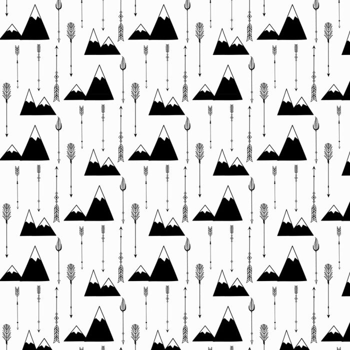 Tapete Berge und indische Symbole