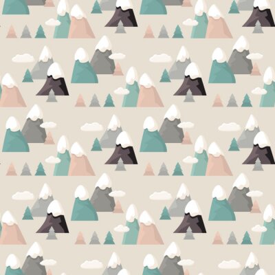 Tapete Berglandschaft in Pastell
