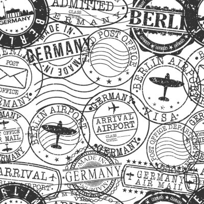 Tapete Berlin Germany Stamps. City Stamp Vector Art. Postal Passport Travel. Design Set Pattern.
