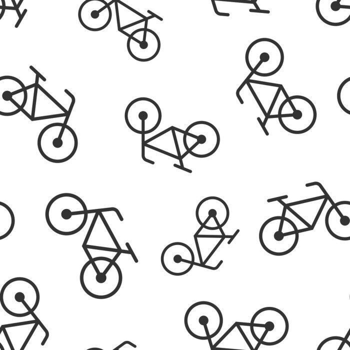 Tapete Bicycle sign icon seamless pattern background. Bike vector illustration on white isolated background. Cycling business concept.