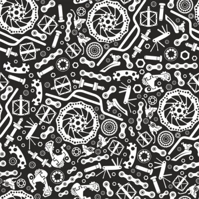 Tapete Bicycles. Seamless pattern of bicycle parts. Isolated vector image.