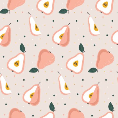 Tapete Birnen in Rosatönen im skandinavischen Stil