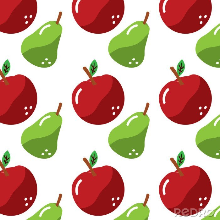 Tapete Birnen und Äpfel auf weißem Hintergrund
