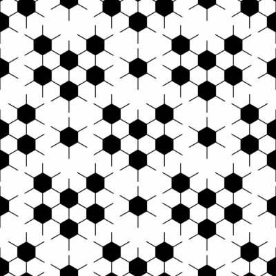 Tapete Black and white hexagon soccer ball seamless pattern, vector